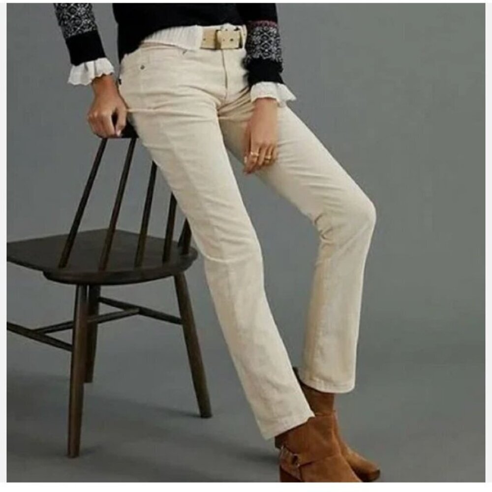Anthro Pilcro Ivory Slim Boyfriend Corduroy Pants - Size 30